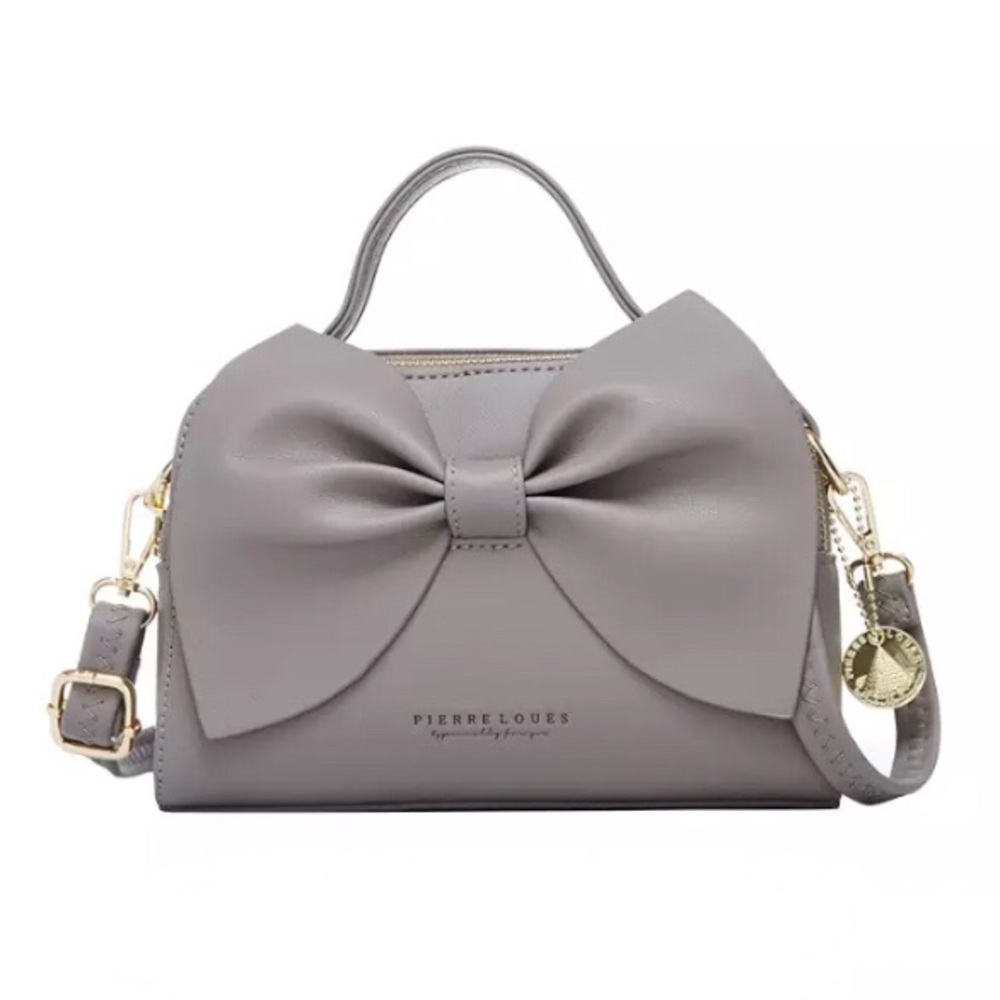 Gray Big Bow Small Crossbody Shoulder Bag Purse